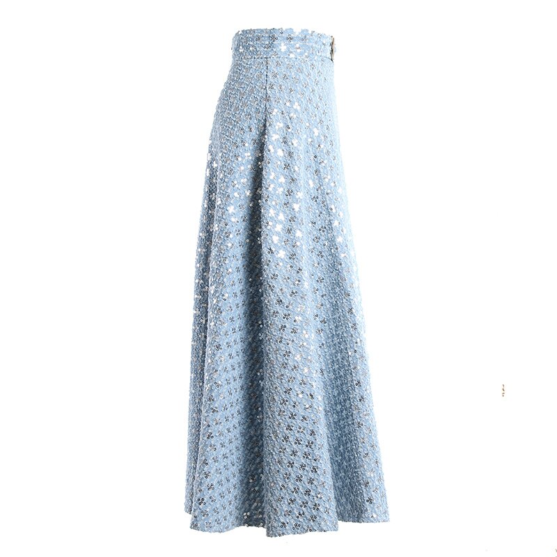 Nebula Denim Sequined Skirt