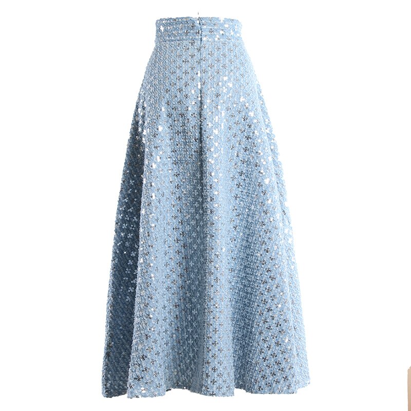 Nebula Denim Sequined Skirt