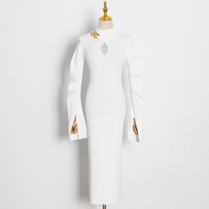 Avatar White Chain Slim Dress