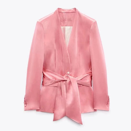 Oversoul Rose Silk Satin Suit